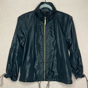 G.I.L.I Zip Windbreaker Jacket-Black/Gold-Women’s 12-Casual-Classic-Designer-EUC